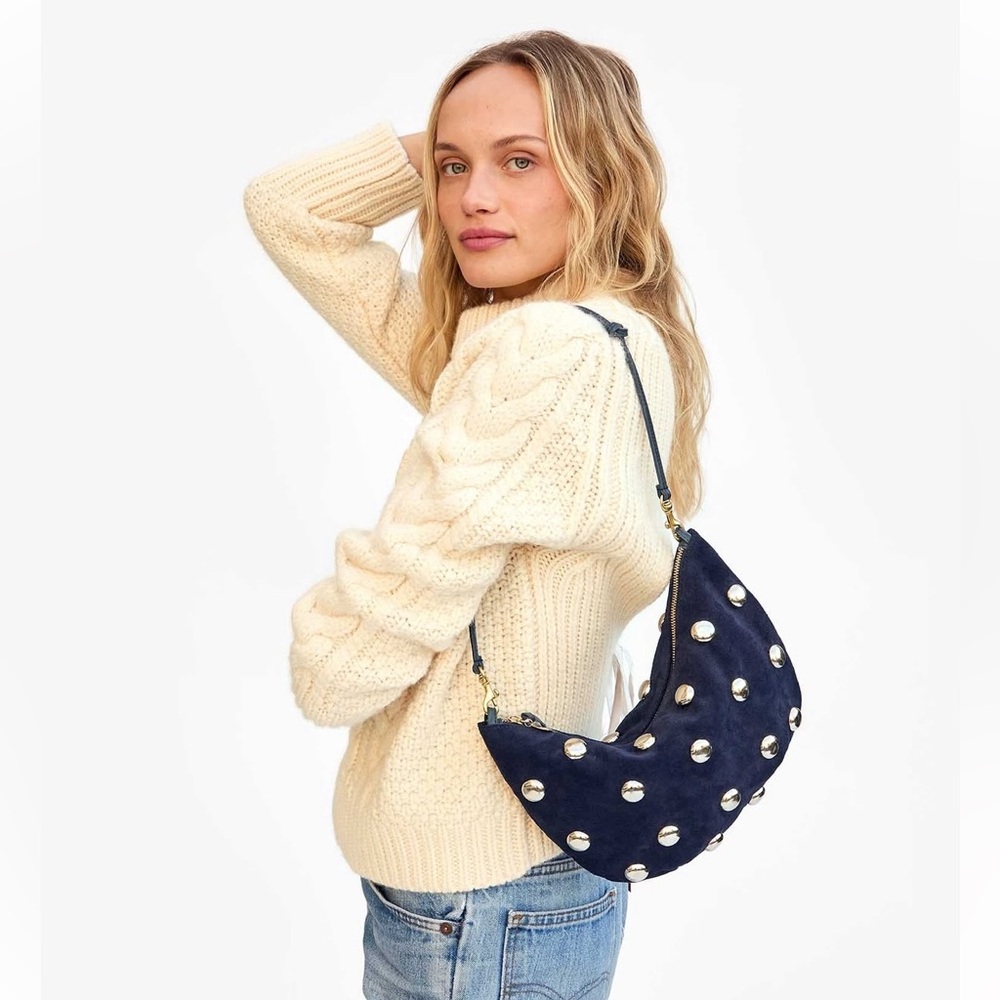 Clare V. Navy Lune with Studs